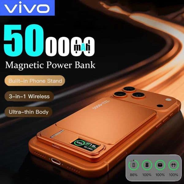 Magnetic VIVO 500000mAh Power Bank Wireless Slim Power Bank For External Battery for iPhone 17/16/15/14 L260604