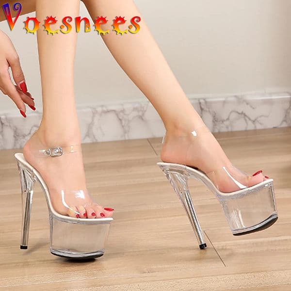 Girls Shoe for Party Club Stripper Heels Women Shoes Platforms High Heels Sandals Clear Sexy Pole Dance 20cm High Plus Size 260604