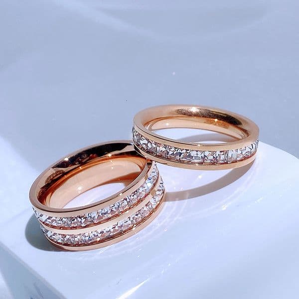 Jewelry designer single and double row diamond rings, women's full diamond fashion rings, jewelry gifts