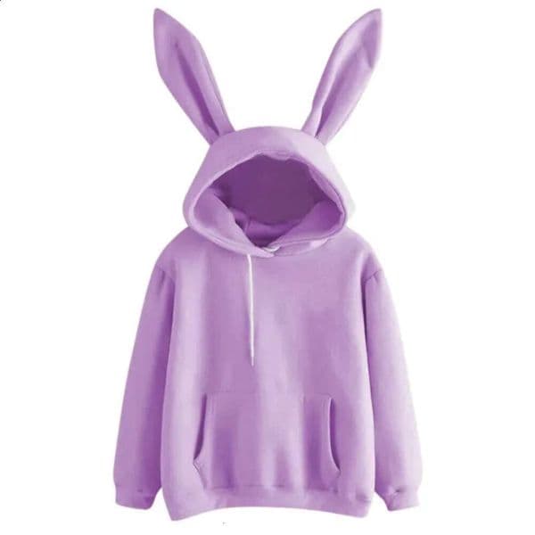 2025 Autumn And Winter Womens Clothing Harajuku Wei Hooded Rabbit Hoodie Solid Color Loose Casual Womens Top Womens Coat 260202 A8a