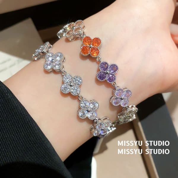 Luxury Designer Jewelry Bracelet Women Girl's Secret Colorful Zircon Flower Bracelet Light And Feel Dopamine Fashion Vacation Style Designer Bracelet