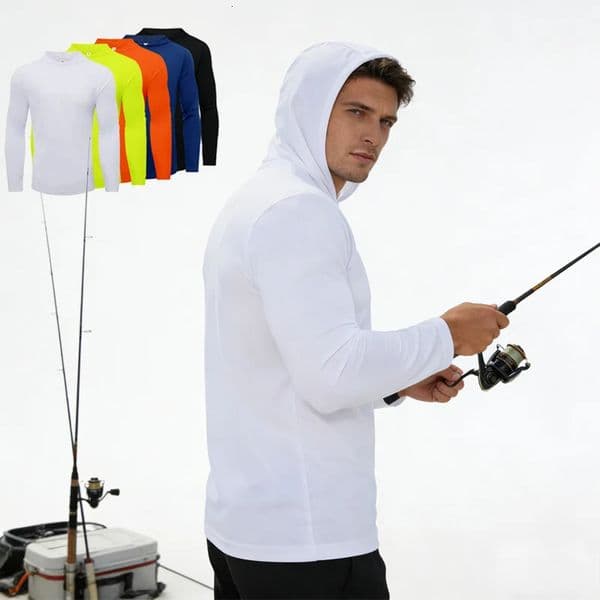 5pcs Mens Tshirt Sports Long Sleeved Shirts Hooded Solid Color Breathable Casual Shirt Suitable for Running And Fitness 260604