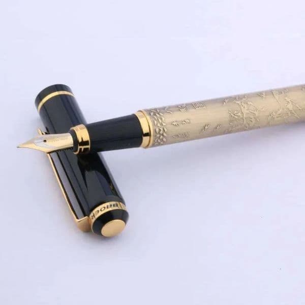 2026 Wholesale Baoer 507 Golden Fountain Pen Xubeihong The Eight Horses GIFT Medium Nib perfume Stationery cologne Office School Supplies Free Shipping 28