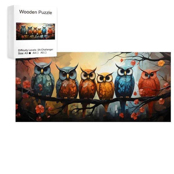 Owl Family ooden Puzzle Uniquely Irregular Animal Shaped Wooden Jigsaw Puzzles - A Creative Gift For Teenagers Adults L260604EV1P