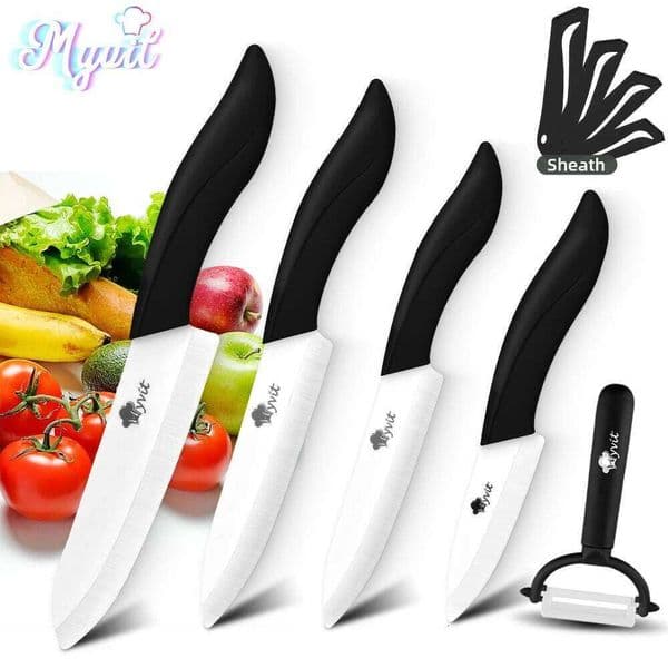 Ceramic Knives Set 3 4 5 6 Inch Chef Utility Paring Knife Fruit Slicer White Zirconia Blade with Peeler Kitchen Cutting Tools W260604