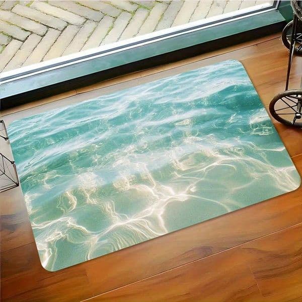 1-Piece Set Abstract Wave And Beach Pattern Super Absorbent Diatomite Bath Mat - Non-Slip Quick-Dry Carpet, Suitable For Bathrooms, K