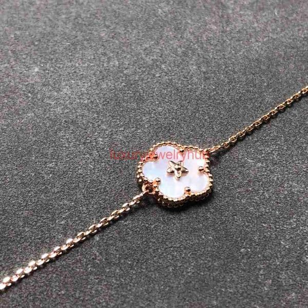 designer bracelet vanly cleefbracelet Lucky Plum Blossom Double-sided Bracelet 18k Rose Gold Red Agate Titanium Steel Four-leaf Clover Five-Flower Bracelet