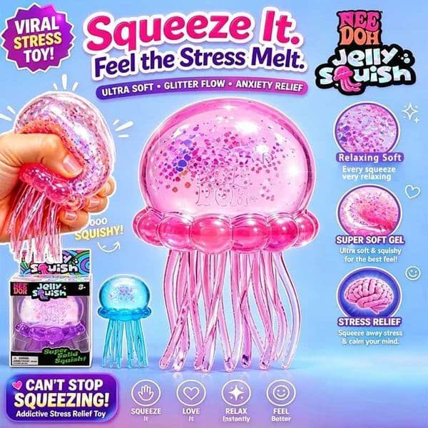 Elastic Needoh Jellyfish Soft Squishy Squeeze Sensory Toy Stress Relief Mood Adjustment Anti Anxiety Cute Relaxing Toy Z260604
