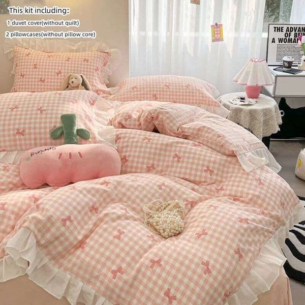 3 Piece duvet bowknot printting Quilt cover comfortable Ruffles Bedding Set Bedspread for All Season 26Y0604