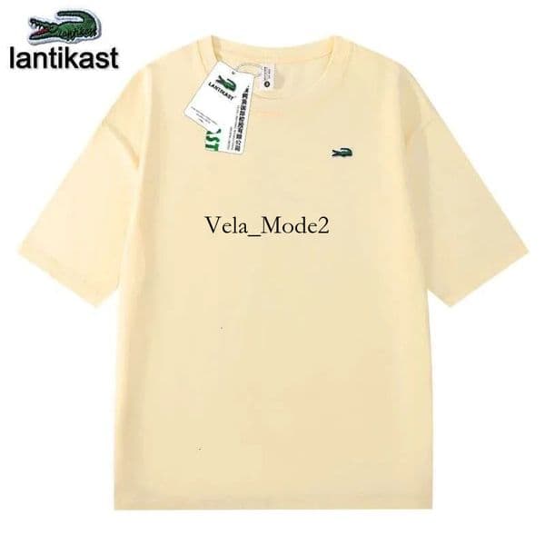 Lacostity Shirt Noble Crocodile Official Store Designer Laco Shirt Genuine Heavy Cotton Tshirt Trendy Round Neck Short Sleeve Versatile Top 216