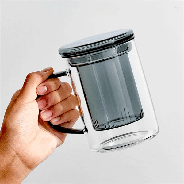 Mugs 400ml Heat-resistant Tea Water Separation All High Borosilicate Glass Cup Office Household Mug