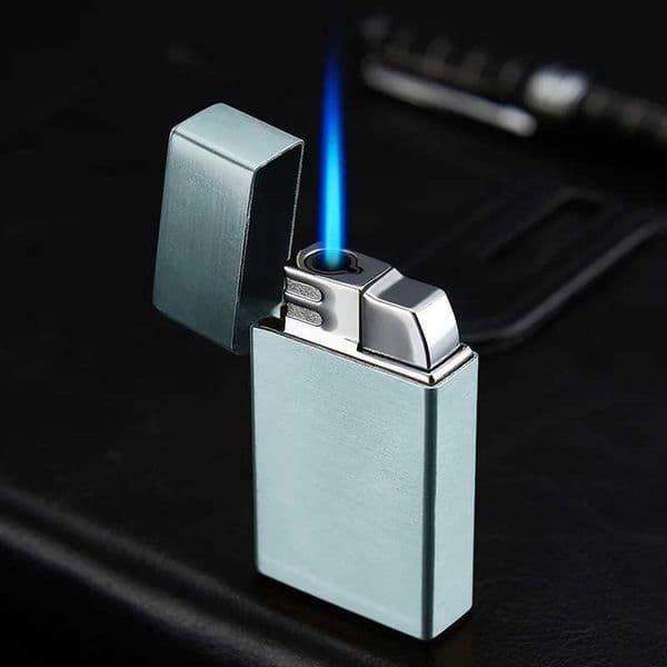 Windproof Portable Cigar Metal Lighter Butane Gas Mini Turbine Torch Direct Charge Blue Flame Cigarette Lighter Mens Small Gift J260604