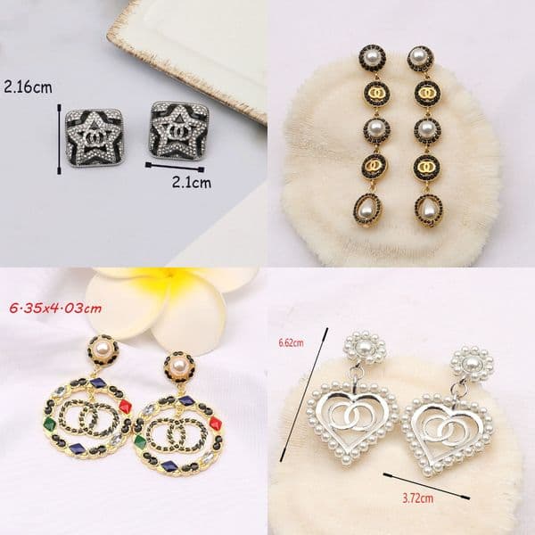 Fashion Round Letter Stud Earring Dangle Chandelier Geometric Designer inlay Crystal Rhinestone Pearl Earrings Women Luxury Wedding Party Jewerlry Accessories