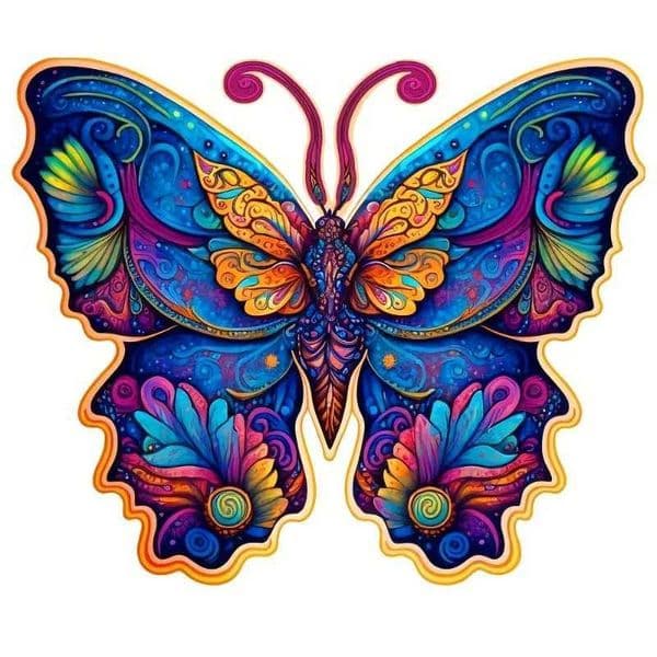 Wooden Jigsaw Puzzles Colorful Butterfly With Beautiful Gift Package Wooden Animal Puzzle Unique Shaped Pieces Best Gifts L260604RAA3