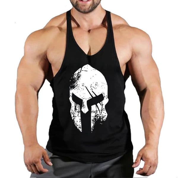Mens solid color fitness trend print pattern loose thin belt vest breathable and comfortable sleeveless vest260601