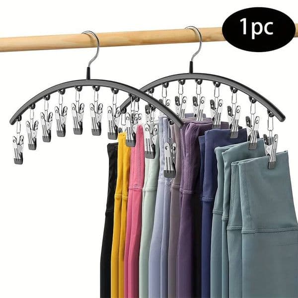 1/2/3PCS Storage Hanger with 10 ClipsHangs 40 Pairs of LeggingsBlack HangerSpace-Saving Hanging Closet Organizer ddmynov