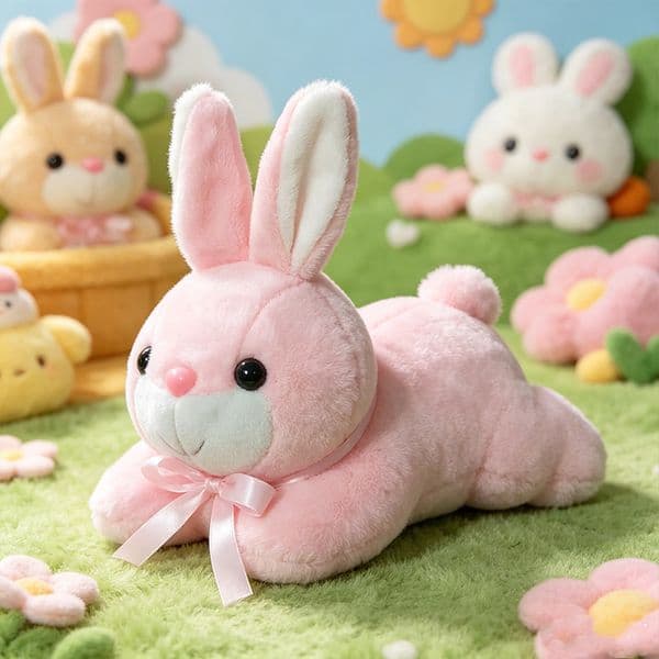Factory Wholesale Pink Kawaii Rabbit Plush Toy Lovely Girlish Bunny Stuffed Doll Arcade Claw Machine Plush for Holiday Gift Wedding Favors