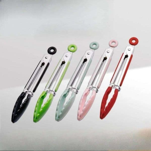 High Temperature Resistant Nylon and Stainless Steel Food Bread Barbecue Tongs Anti-scalding Kitchen Supplies