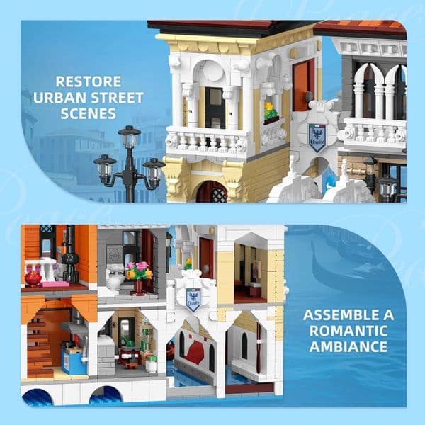 57025 Venice Canal Street View Building Blocks Modular House Model with Bridge Lamp Post DIY Assembly Ornament Gift for Adults C260604
