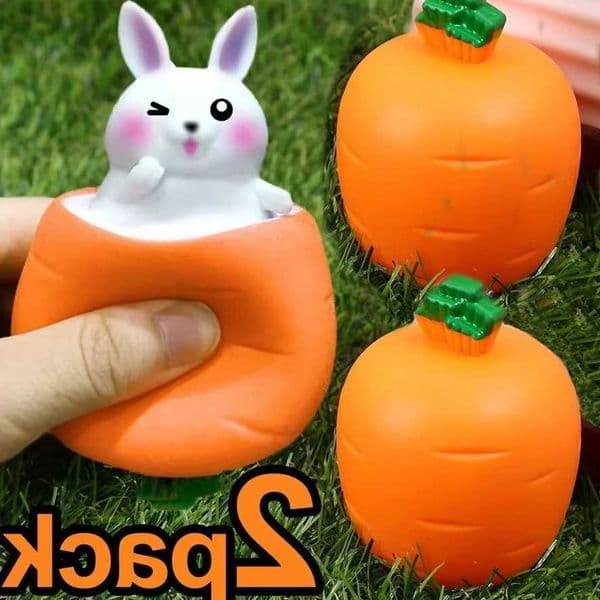 Telescopic 2pcs Squishy Carrot Rabbit Squeeze Toys Kids Childrens Radish Rabbit Cup Pinch Music Toy Creative Stress Relief Gift C260604