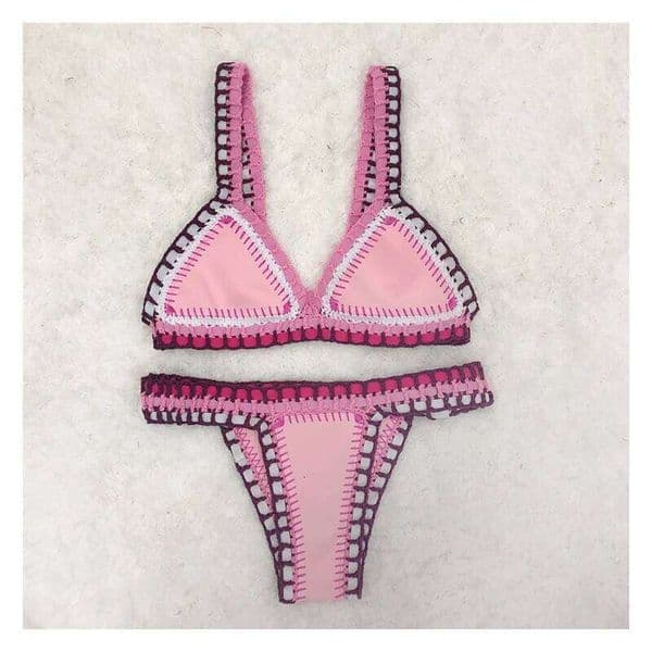 Pink Handmade Crochet Bikinis Set Swimwear Boho Swimsuit Unique Bathing Suit Sexy Beachwear For Women Summer Vacation Idea J260604