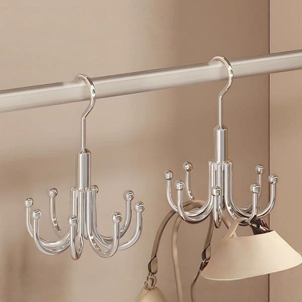 360 Degree Rotating Bag Hanger 8 Claws Multi functional Stainless Steel Wardrobe Organizer Hook for Clothes Closet Tie Belt Hat Storage Free Shipping