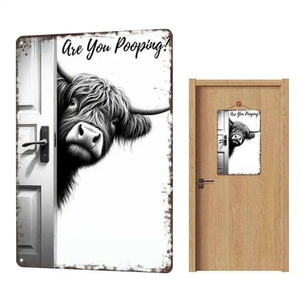 Art Decor Farmhouse Modern Funny Sign Bathroom Farm Animal Wall Pictures for Office Apartment Toilet Restroom Door