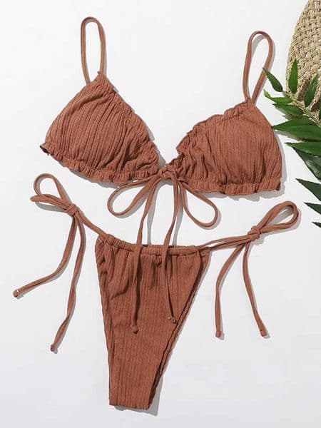 2025 Sexy New Swimsuit Pit stripe Bikini Women Swimwear Bathing Suits Push Up Biquinis Bandage Beachwear Solid Bikini Sets T260604