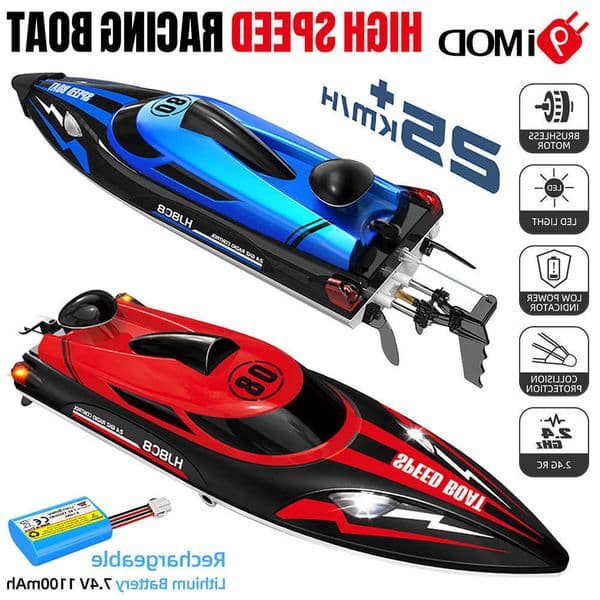 9IMOD HJ808 RC Boat 24G High-Speed Remote Control Racing Boat LED 370 Brushed Motor 25Km/h for Adults and Kids L260606