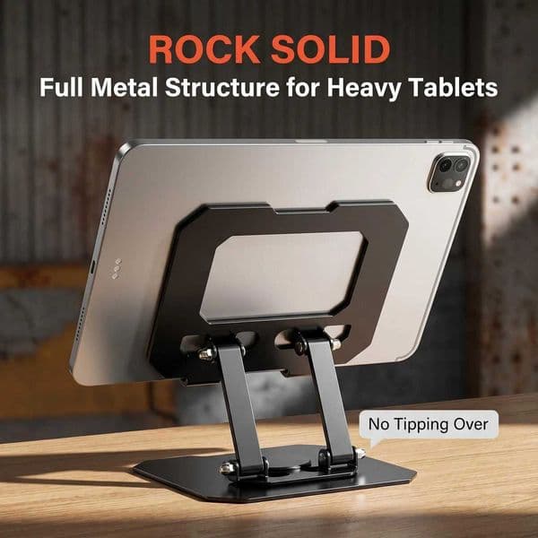 Aluminum Portable Alloy Rotatable Tablet Stand with Foldable Height Adjustment Compact for Home Office Use Durable No WobbleT2600604