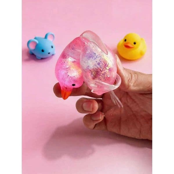 Slow Crystal 1PC Rebound Glitter Squishy Toy Soft Sticky Stress Relief Goose Duck Penguin Animal Random colors M260604