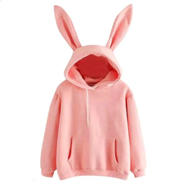2025 Autumn And Winter Womens Clothing Harajuku Wei Hooded Rabbit Hoodie Solid Color Loose Casual Womens Top Womens Coat 260202 Afe