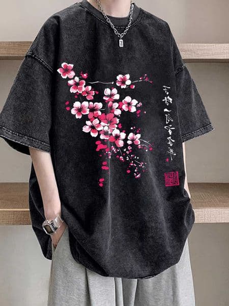 Summer Men New Product Casual Round-neck T-shirt 100 Cotton Creative Graffiti Pattern Loose and Casual Fit Street Style D260604
