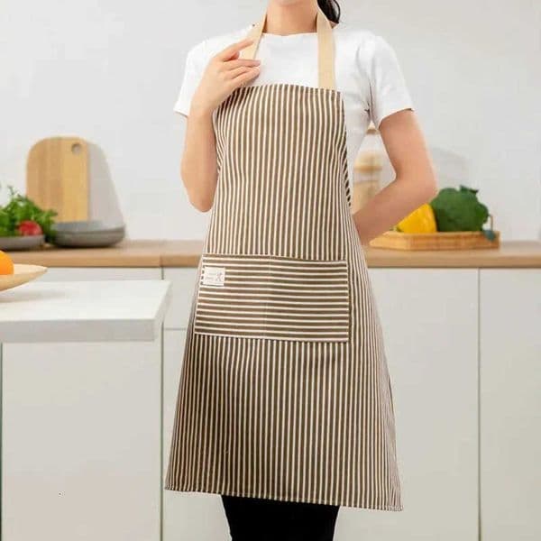 Sleeveless Household Apron Striped Hanging Linen Neck Elasticity Adjustable Apron Kitchen Cooking Gardening Kitchen Accessories C260604