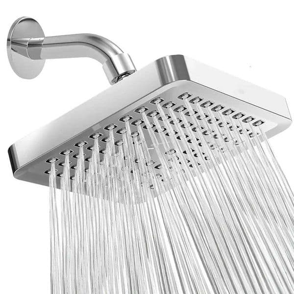 6 inches High Pressure Rainfall Head with Arm Large Flow Showerhead Anti-Clogging Nozzles Top Shower Bathroom Accessories 26L0604