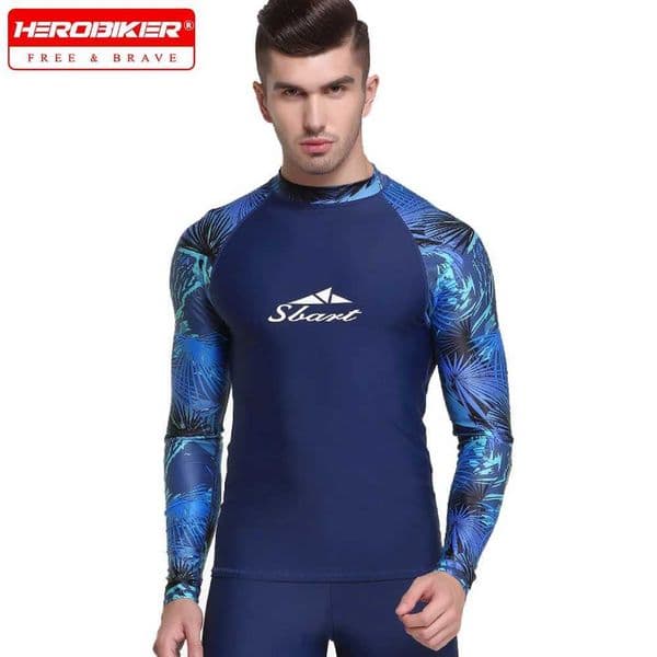 Mens Swimwear Rash Guard Surfing Diving Suit Swimwear Long Sve T-shirt UV Protection Swimsuit Swimming Surf Gym Clothes Z260604