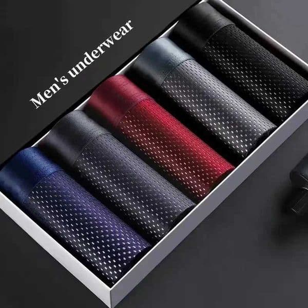 5pcs/Mens Underwear Summer Ice Silk Underwear Plus Size Panties Cool Breathable Sexy Boxer Panties Mesh Comfort Underwear L-5XLT260604
