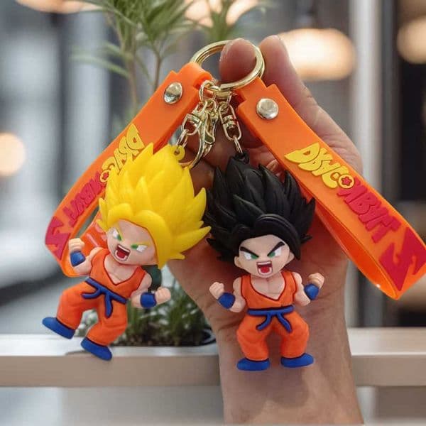 Dragon Ball Anime Z Keychain 3D Pvc Keychain 319inch Super Saiyan Goku Vegeta Keychain with Lanyard Car Key Pendant Gift S260604