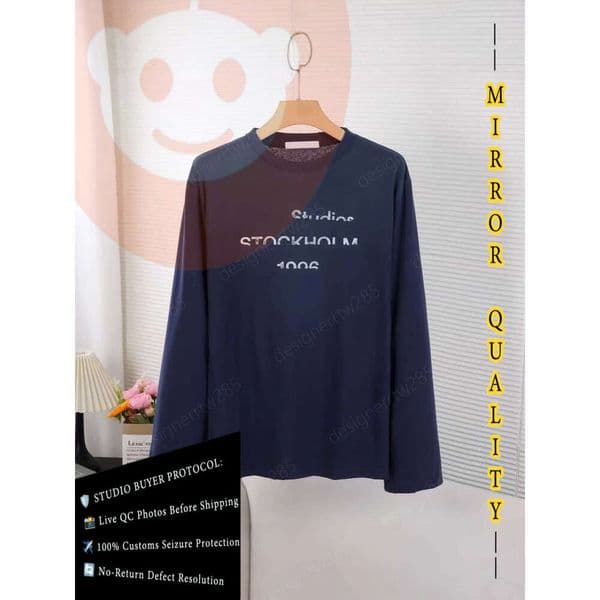 AcneStudiooo Tshirts Designer Black Distressed T Shirt 1996 Top Luxury Brand Tee Women Vintage Faded Long Sleeve Blouse High Street Loose Sweatshirt Pullover