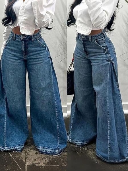Women's Jeans Vintage Wide-Leg For Women Y2K Niche Design Flared Pants Loose Versatile Floor-Length Trousers