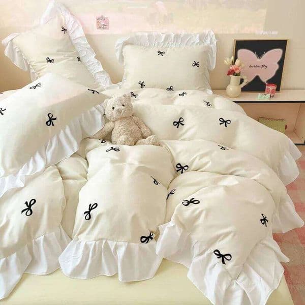 2026 New Yunsoft Cotton Korean INS Age Reduction Lace Cartoon Four-Piece Quilt Cover Girls Bedding Set 26L0604