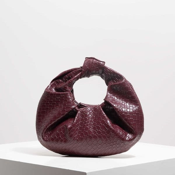 Pattern Vintage Woven Faux Leather Handbag Knotted Crescent Bag Pleated Cloud Bag Womens Party Dress Burgundy Wallet Elegant Evening Bag Pattern Random H260604