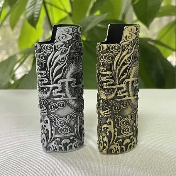 BIC Fl Large Lighter Case Cover Sle For Regar Bic J6 Lighters 3D Embossed Dragon Pattern Holder J260604
