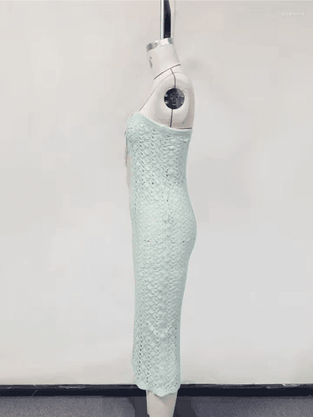 Bandeau Hollow Out Knotted Crochet Knitted Tunic Beach Cover Up Cover-ups Dress Beachwear Female Women Wear V6280
