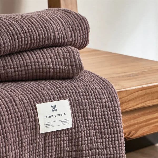 Maillard Cotton Blankets Four Layers Of Gauze Sofa Cover Blanket With Tassel AB Side Office Nap Decorative Bed Muslin Blanket 260603