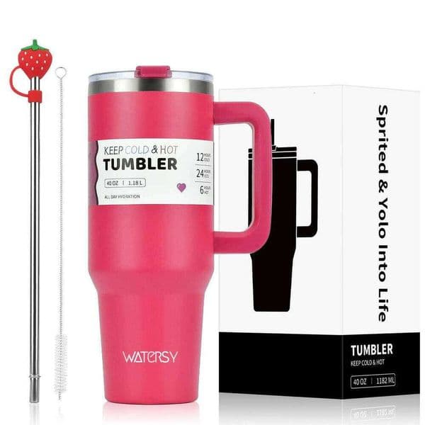 30/40oz Large Capacity Tumbler WATERSY with Handle u0026 Straw 1182ml Stainless Steel Thermal Cup Vacuum Insulated g for Coffee W260529 Y260604