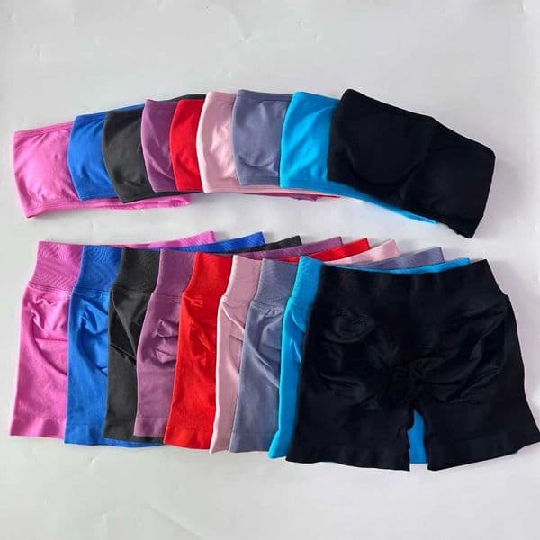 No Women 2 Pieces Yoga Set Backless Bandeau Sports Bra Scrunch Shorts Yoga Clothing Gym Set Workout Clothes Outfits Sets T260604