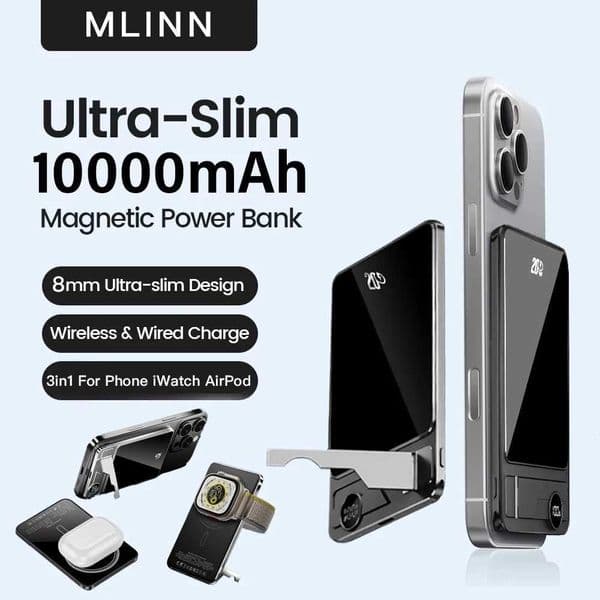 Ultra Slim 10000mAh Power Bank for Magnetic Wireless 20W Fast Charging Portable Battery For iPhone Samsung iWatch L260604