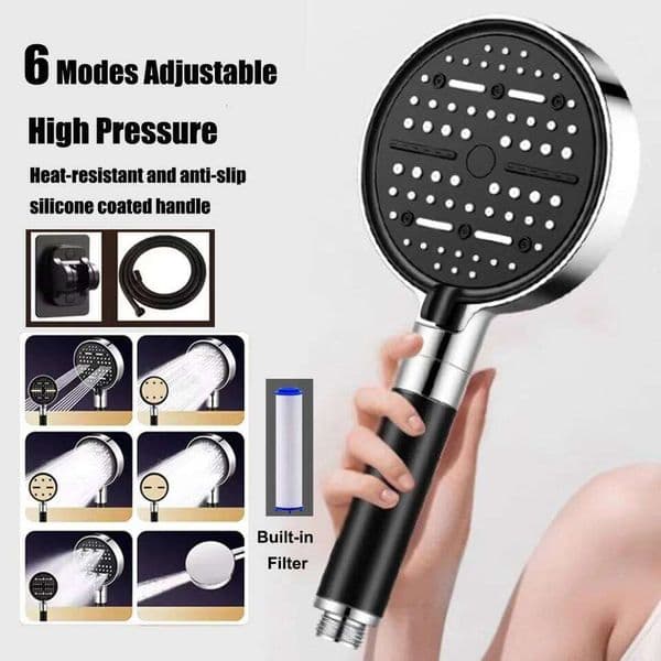 6 Modes High Pressure Water Saving Powerful Shower Head Massage Spa Handheld Showerhead with Filter Bathroom Accessories 26L0604