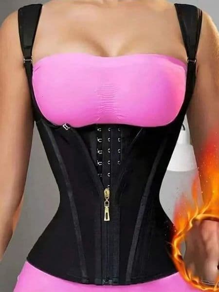 Womens Waist Cincher Corset Vest with Zipper Nylon Waist Shaper with Adjustable Straps 260604